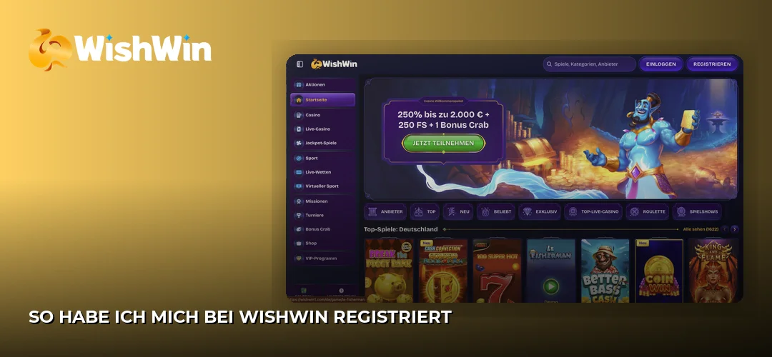 So habe ich mich bei WishWin registriert