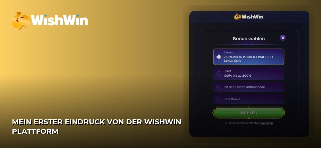 Mein erster Eindruck von der WishWin Plattform