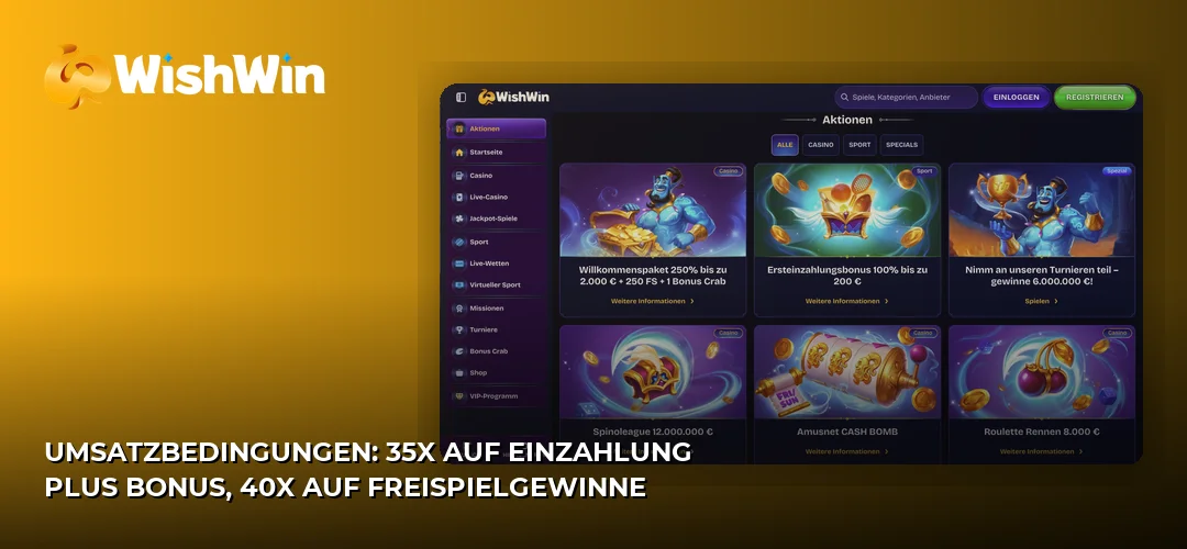Screenshot der Website von WishWin