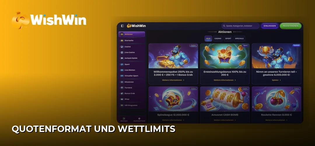 Screenshot der Website von WishWin