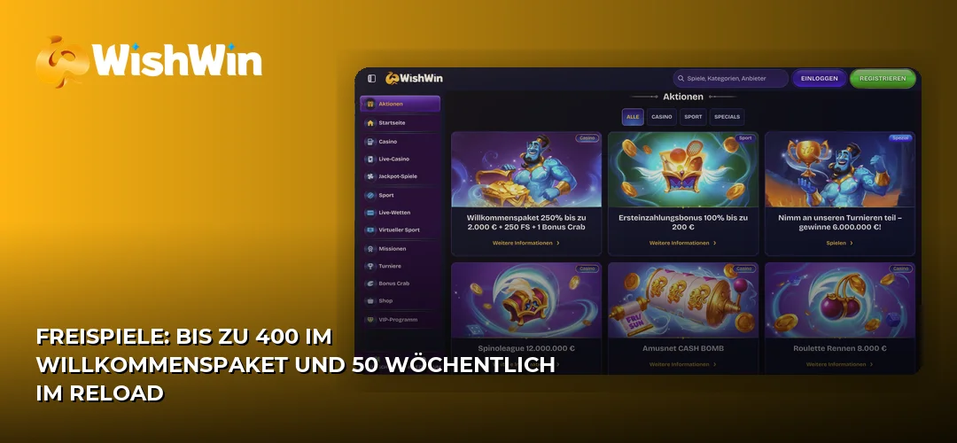 Screenshot der Website von WishWin