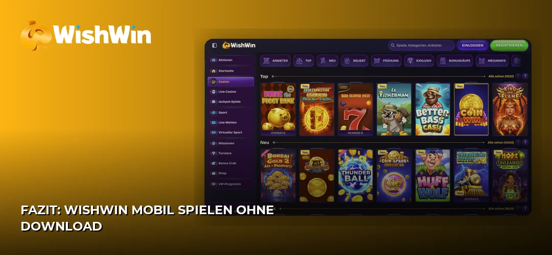 Screenshot der Website von WishWin