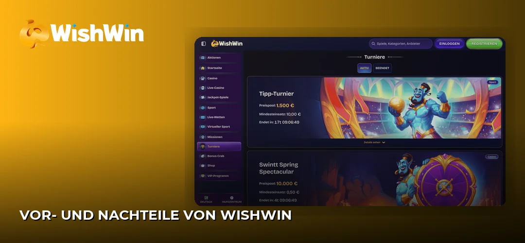Screenshot der Website von WishWin